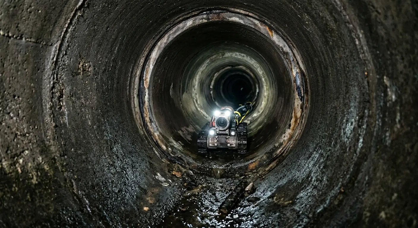 Robotic sewer camera inspecting pipe interior for Sewer Line Repair in Newnan